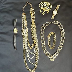 Gold and Silver Tone Watches & Jewelry Bundle.